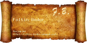 Foltin Bodor névjegykártya